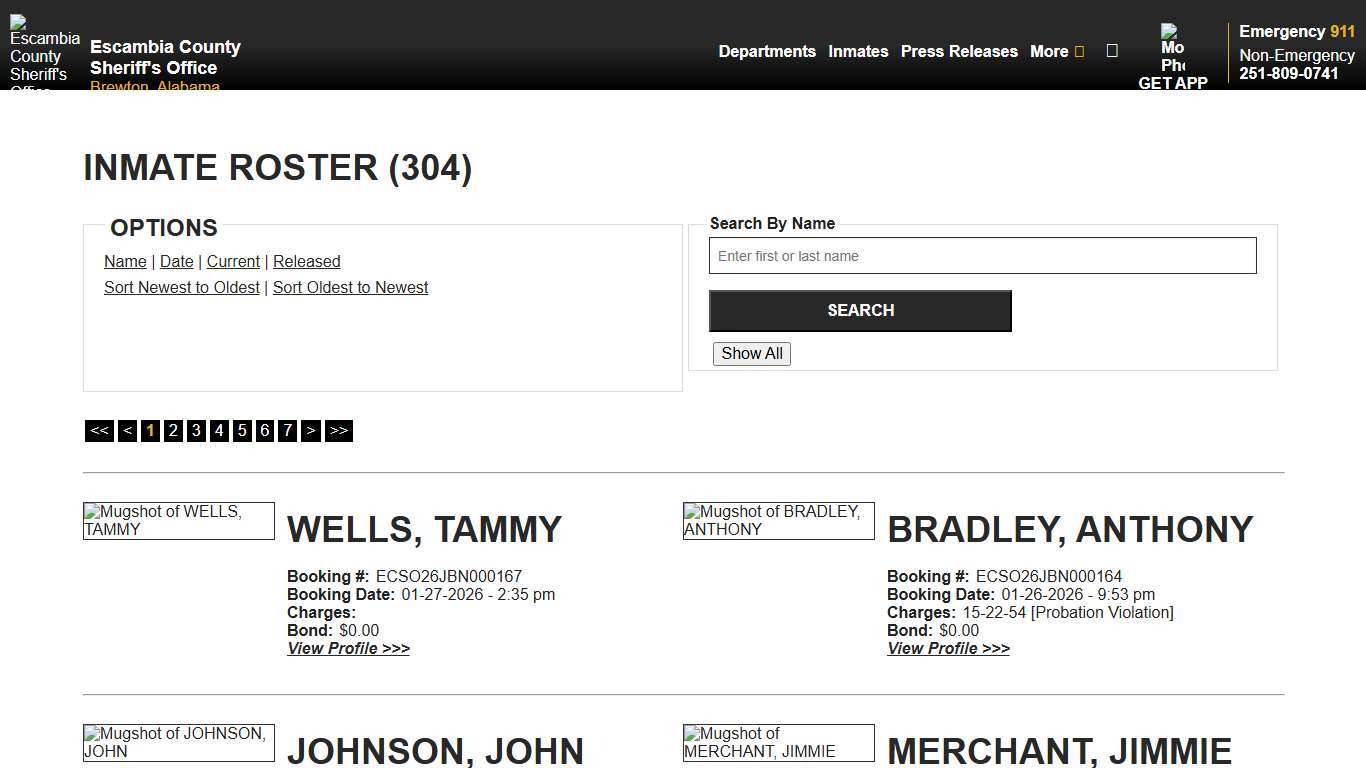 Inmate Roster - Current Inmates Booking Date Descending - Escambia County Sheriff, AL