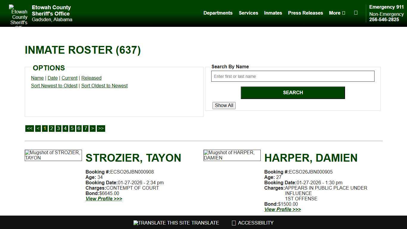 Inmate Roster - Current Inmates Booking Date Descending - Etowah County Sheriff's Office